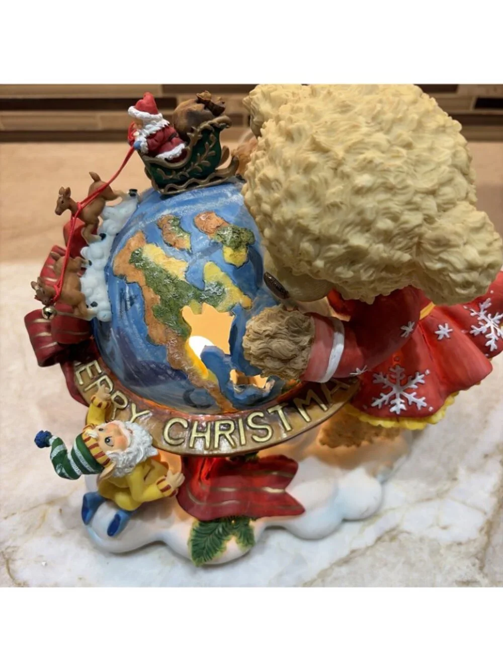 VTG Christmas Lighted Figurine 8 1/4